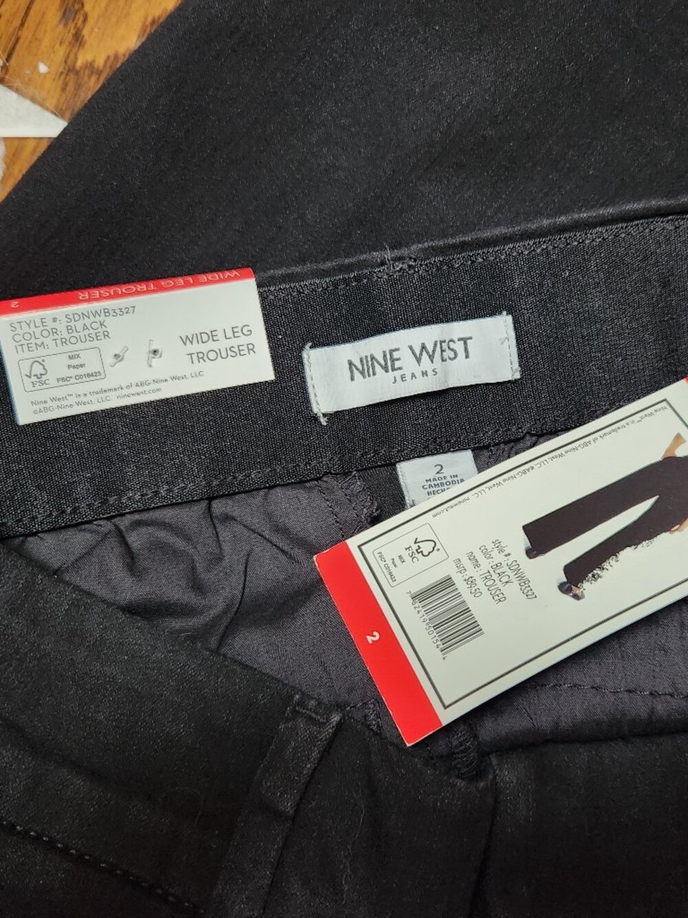 NINE WEST Women's Wide Leg Trousers Black - Sz 2 - NEW NWT - Picture 6 of 6